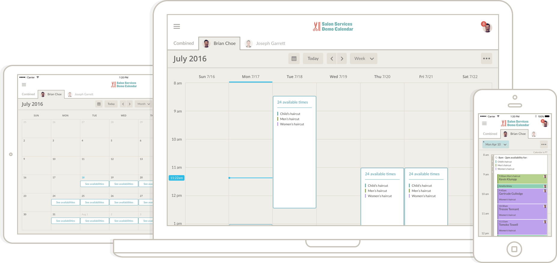 app calendar interface